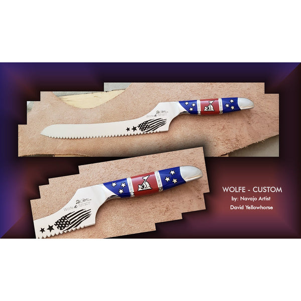 Wölfe Custom Veterans Bread Knife - by Navajo Artist David Yellowhorse